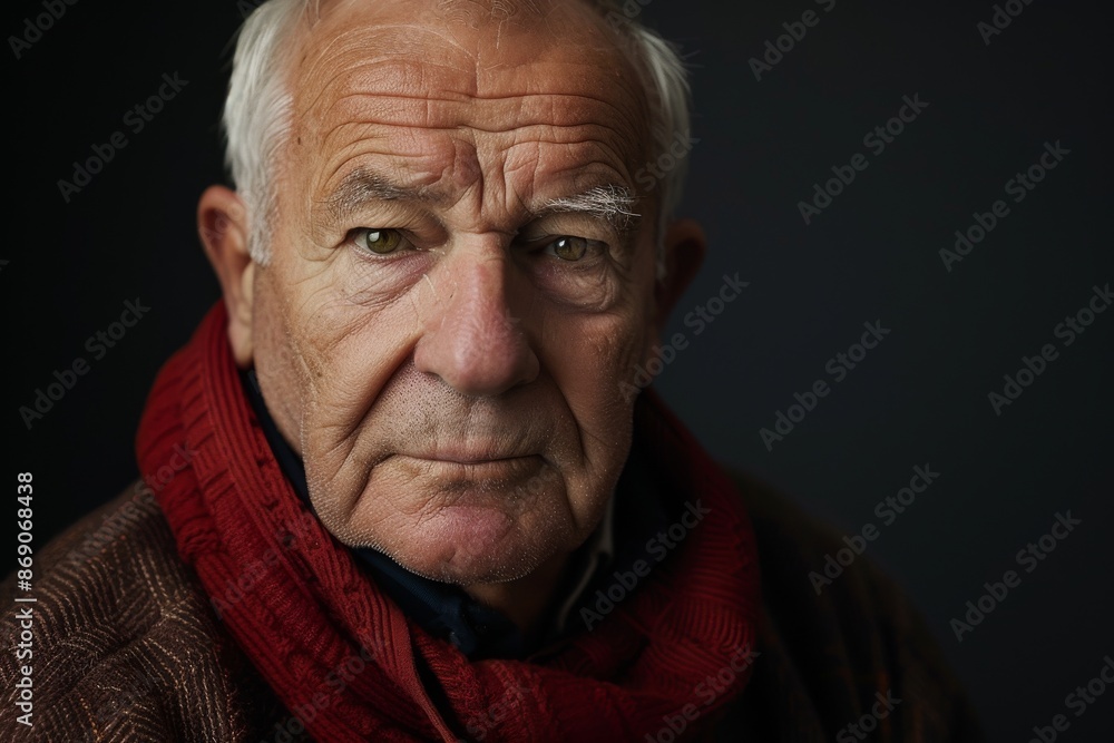 studio portrait of senior man looking at camera studio portrait of senior man looking at camera