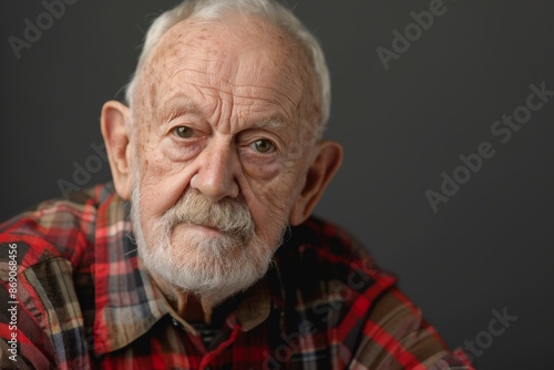 studio portrait of senior man looking at camera © senyumanmu
