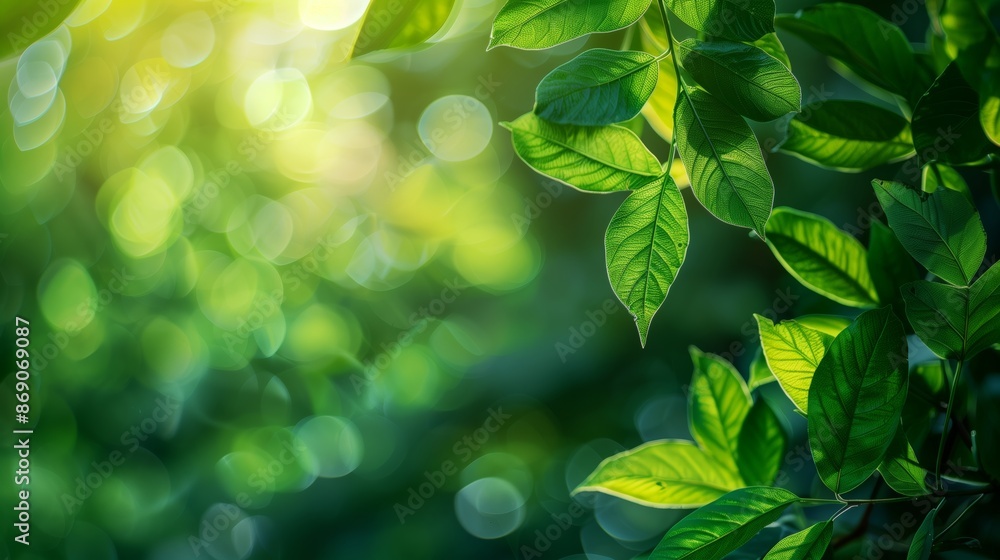 Green Leaves on Bokeh Background with Copy Space Green Leaves on Bokeh Background with Copy Space