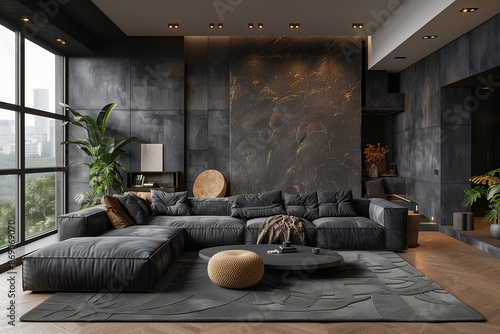 Wallpaper Mural modern living room interior, Advanced gray tone Torontodigital.ca