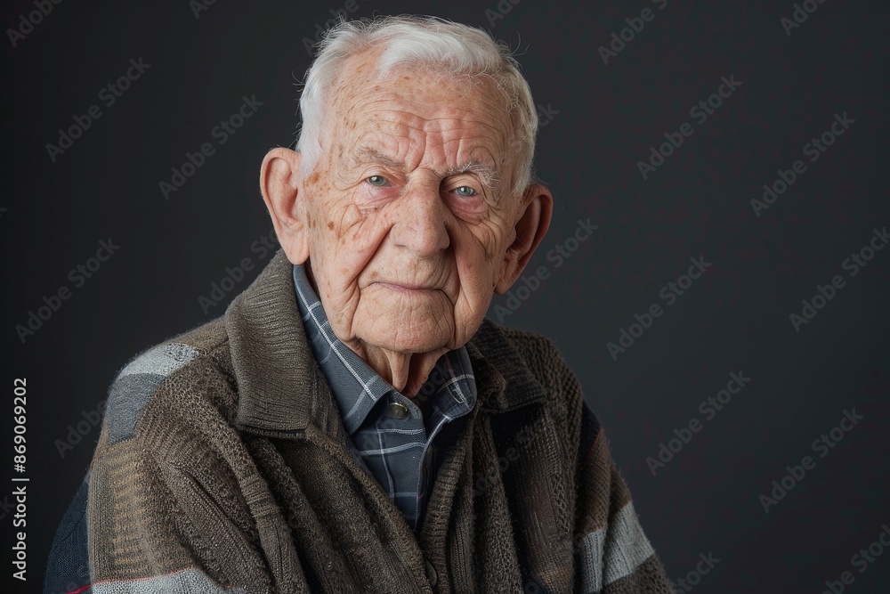 studio portrait of senior man looking at camera studio portrait of senior man looking at camera