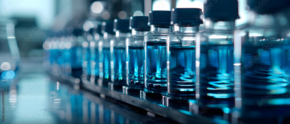 rows of tubes in laboratory,Medicinal solution rows of tubes in laboratory,Medicinal solution