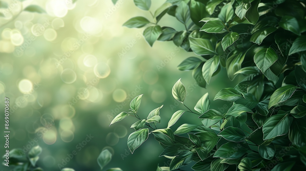 Green Leaves on Bokeh Background with Copy Space Green Leaves on Bokeh Background with Copy Space