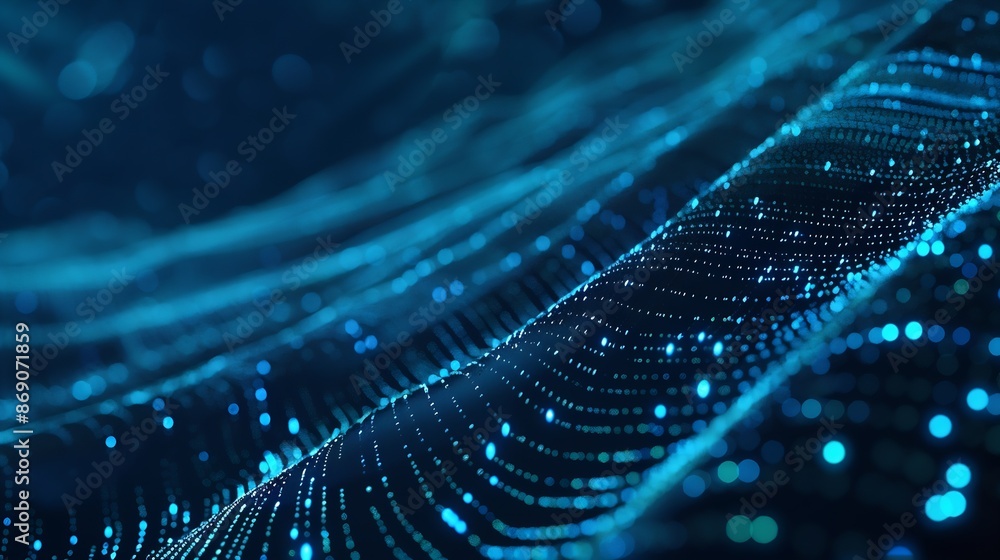 Abstract blue background data technology glowing lines : Generative AI Abstract blue background data technology glowing lines : Generative AI
