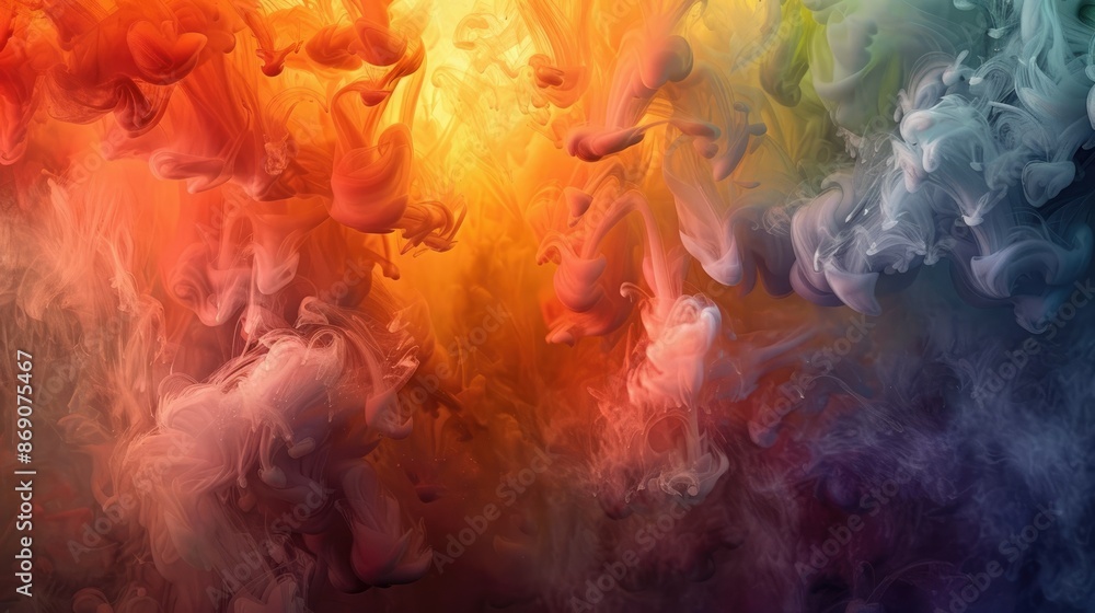 Vibrant Clouds of Pigmented Mist Filling the Frame with Kaleidoscope of Hues Vibrant Clouds of Pigmented Mist Filling the Frame with Kaleidoscope of Hues