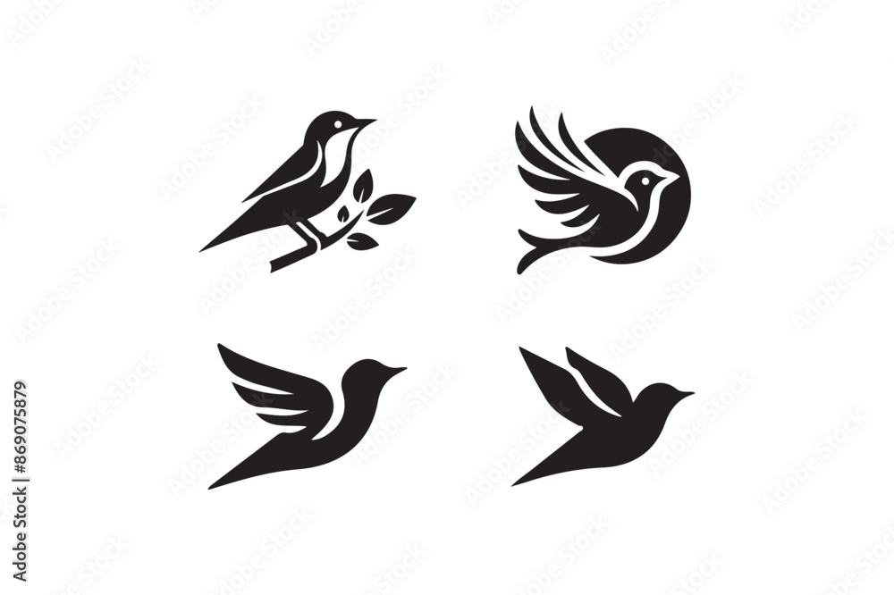 Bird silhouette vector with white background Bird silhouette vector with white background