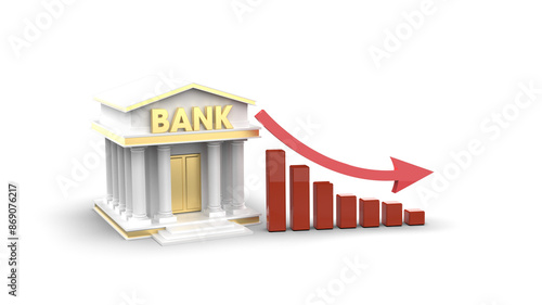 Bank model falling 4K. Financial institute fail. Bankruptcy photo