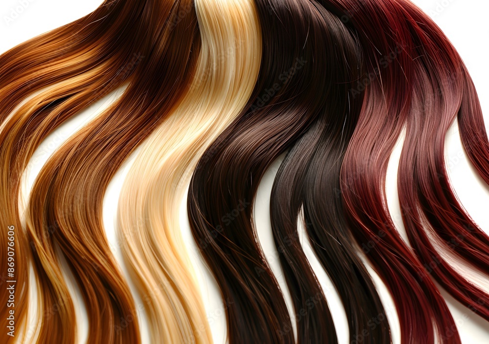 Different hair colors on white background Different hair colors on white background
