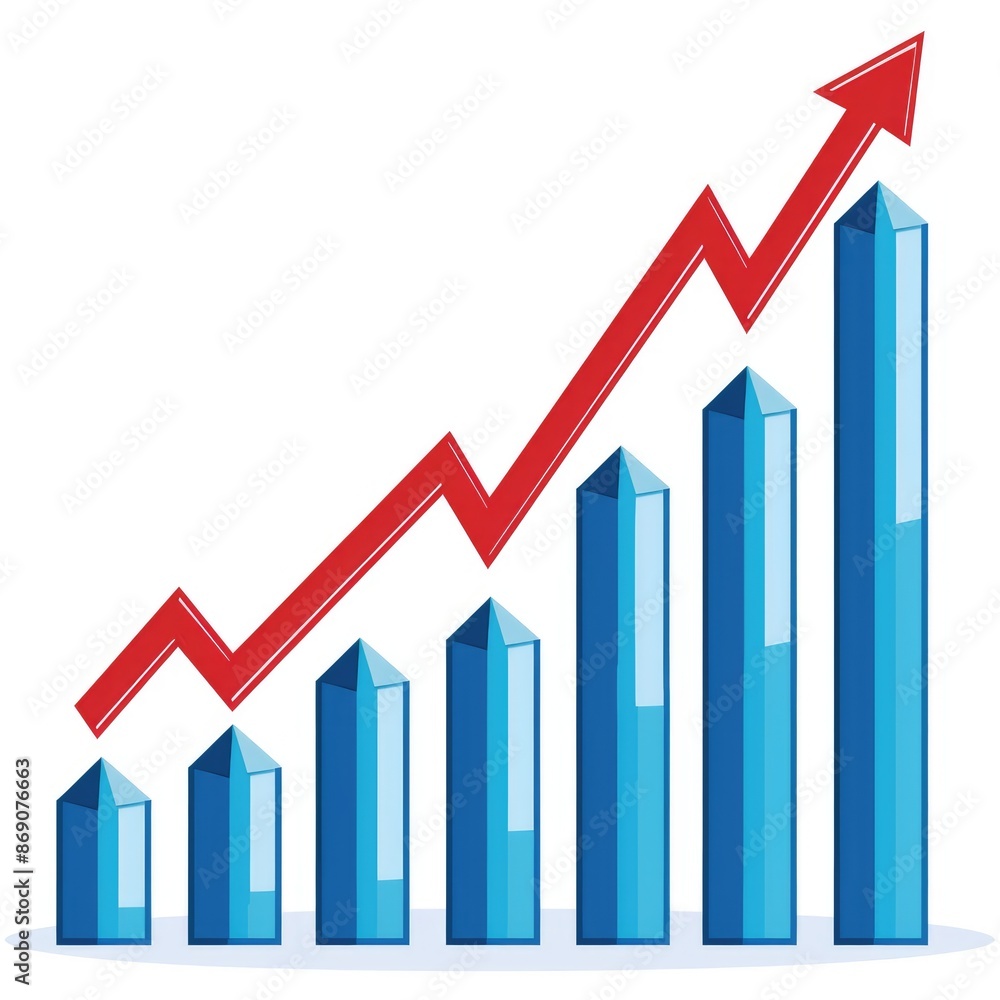 Financial Growth Chart with Upward Trend Arrow Indicating Business Success Financial Growth Chart with Upward Trend Arrow Indicating Business Success