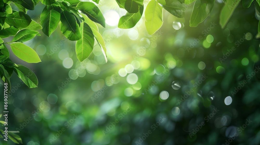 Green Leaves on Bokeh Background with Copy Space Green Leaves on Bokeh Background with Copy Space