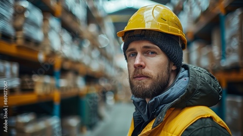 Warehouse Worker in Safety Gear - Generative AI