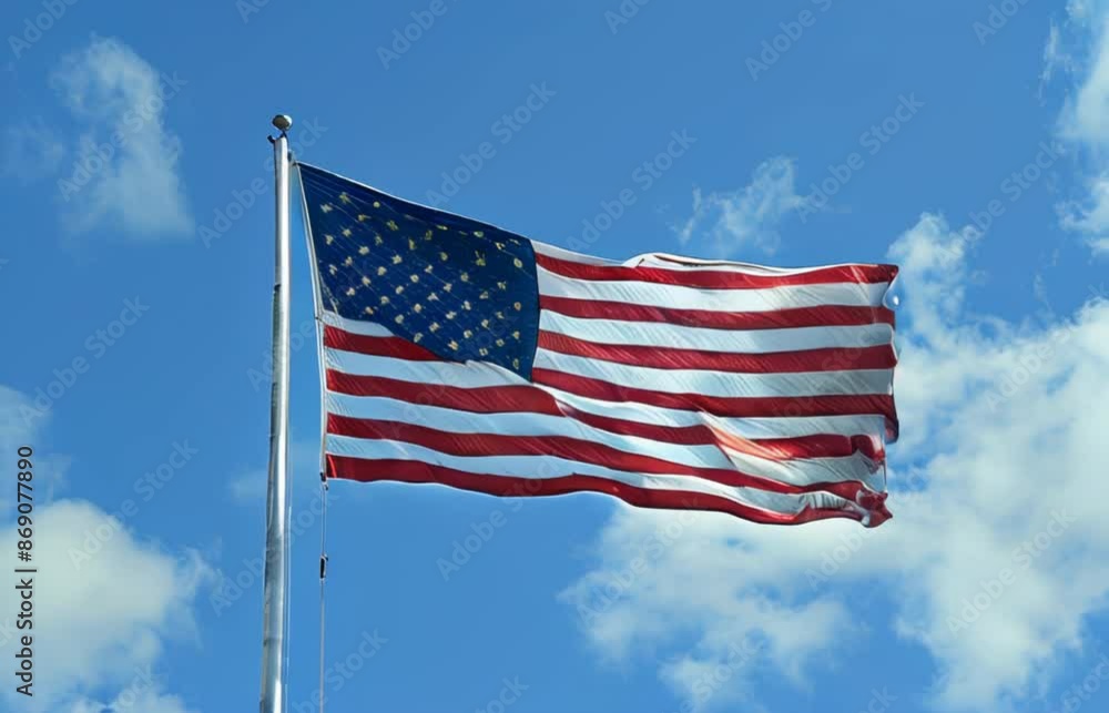 The American flag is flying in the sky, symbolizing freedom and unity in America. The American flag is flying in the sky, symbolizing freedom and unity in America.