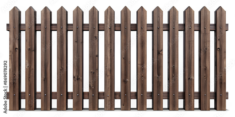 Dark Wooden fence isolated on white background, Clipping path Dark Wooden fence isolated on white background, Clipping path