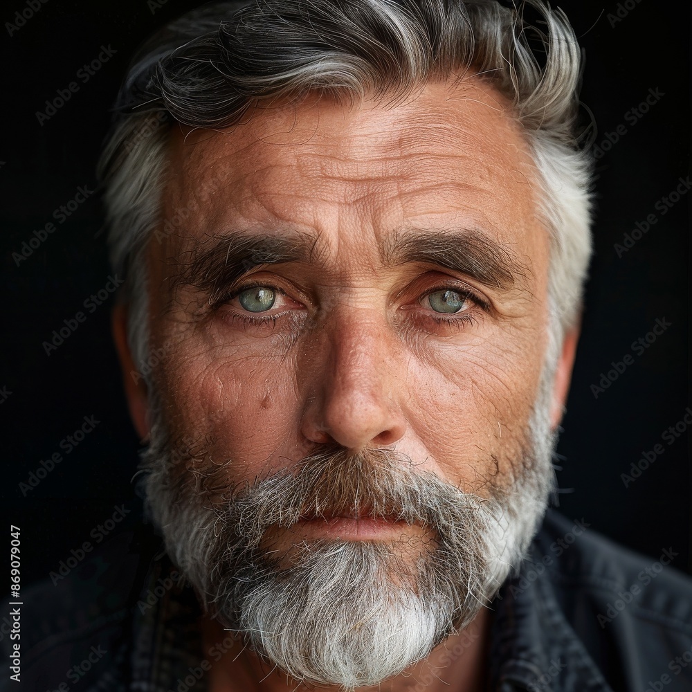 Close Up Portrait of a Man With Gray Hair and Beard Close Up Portrait of a Man With Gray Hair and Beard