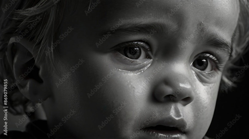 a black and white of a crying child a black and white of a crying child