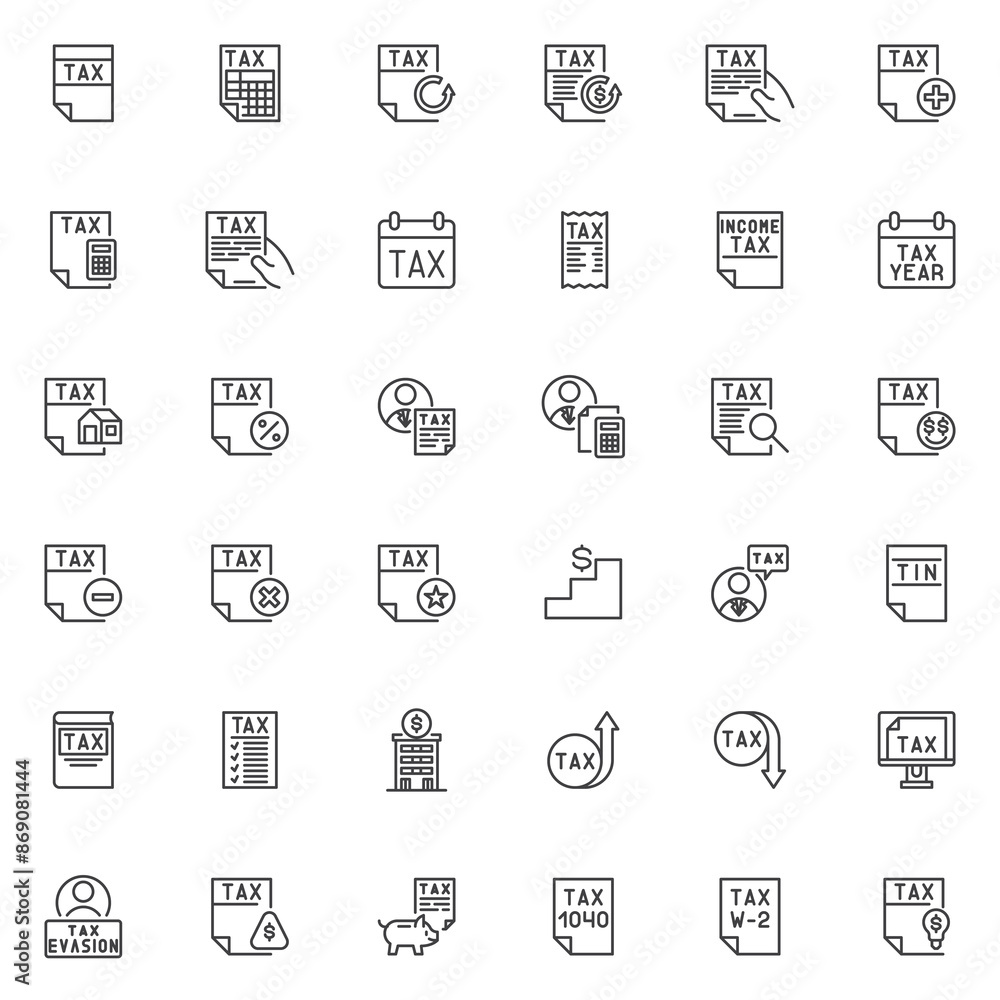 Taxation and Accounting line icons set Taxation and Accounting line icons set