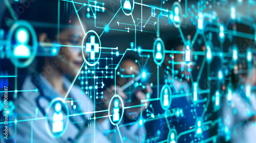 Health Information Exchange (HIE), the exchange of health information between healthcare providers with an image depicting seamless sharing of patient records across healthcare network