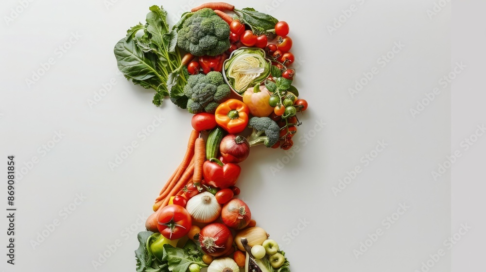 Arrangement of Fresh Produce Forming a Human Silhouette Arrangement of Fresh Produce Forming a Human Silhouette
