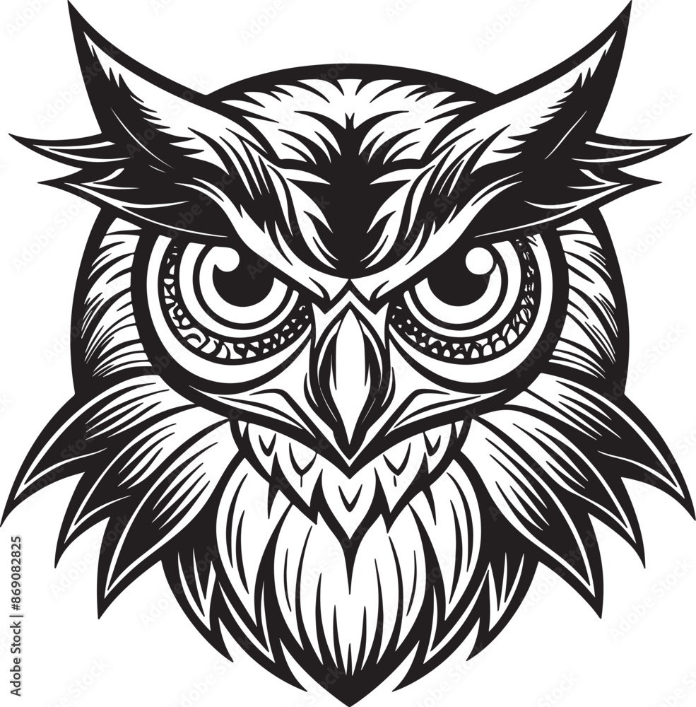 black and white owl