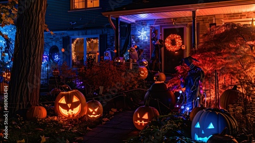 Burlington Ontario Canada Oct 19 2021 Halloween decorations for seasonal holiday : Generative AI