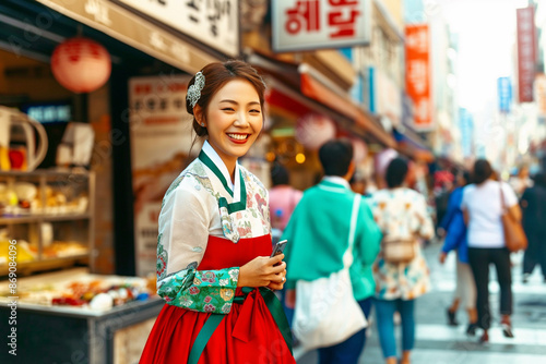 A young Asian woman, dresse...