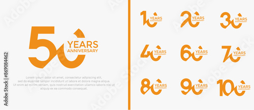 anniversary logo style set, yellow color with slash can be use for celebration moment
