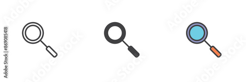 Magnifying glass different style icon set