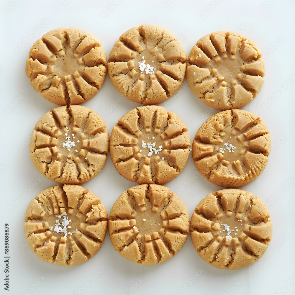 Nine Peanut Butter Cookies on White Nine Peanut Butter Cookies on White