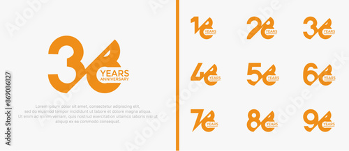 anniversary logo style set, yellow color with slash can be use for celebration moment photo