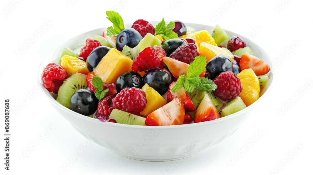 Delicious bowl of fresh fruit salad, isolated on a white background, perfect for a healthy diet. Delicious bowl of fresh fruit salad, isolated on a white background, perfect for a healthy diet.