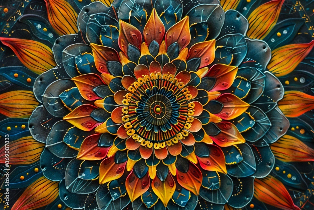 Intricate mandala pattern in bold colors art Intricate mandala pattern in bold colors art