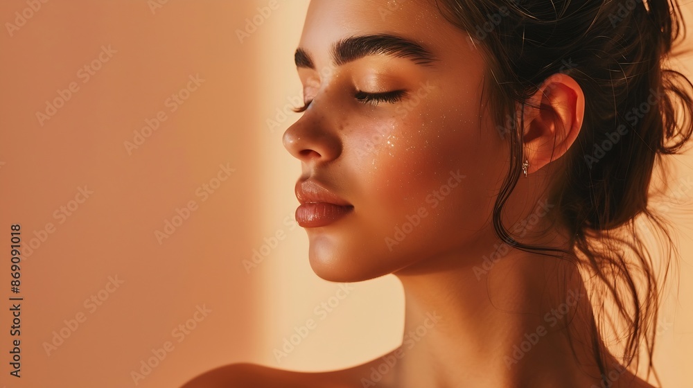 Effortless elegance captured in an image of a young woman cherishing her flawless complexion Ideal for beauty bloggers and cosmetic brands : Generative AI Effortless elegance captured in an image of a young woman cherishing her flawless complexion Ideal for beauty bloggers and cosmetic brands : Generative AI