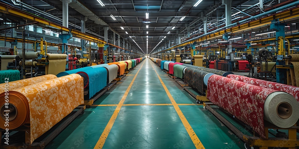 Obraz premium clothing fabrics factory. clothing industry concept