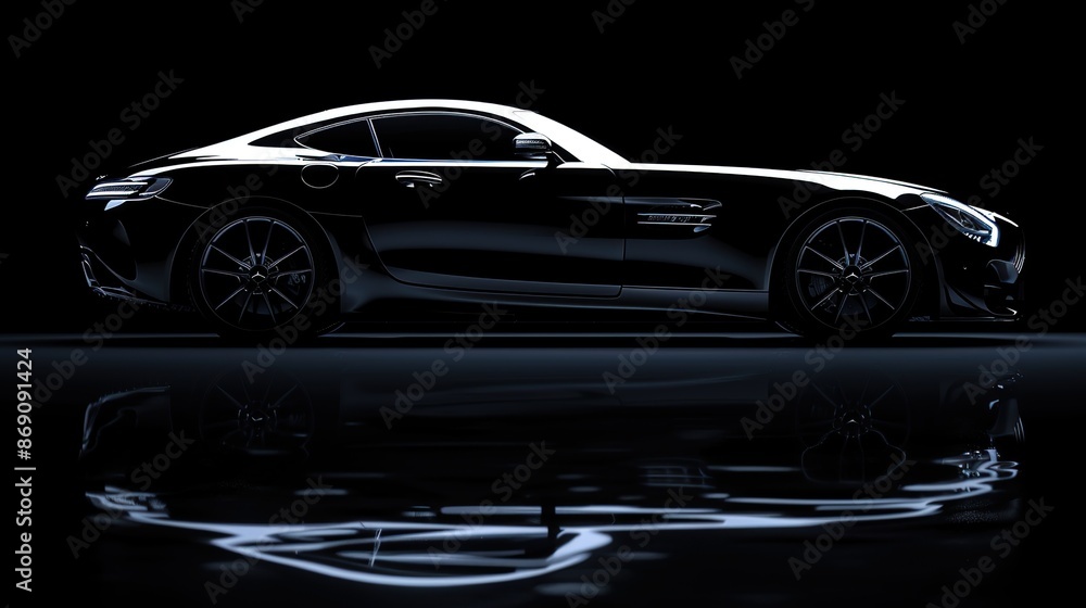Obraz premium Black beauty reflecting on the asphalt