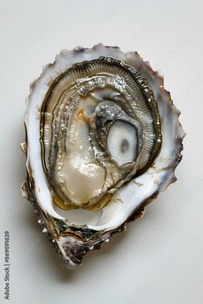 Single Open Oyster on White Background Single Open Oyster on White Background