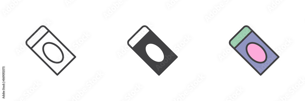 Eraser different style icon set Eraser different style icon set