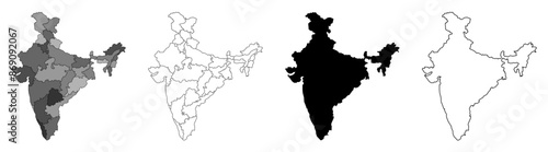 Latest & Updated maps of India 2025, with union territories Jammu & Kashmir, Ladakh and 28 states. isolated on transparent background