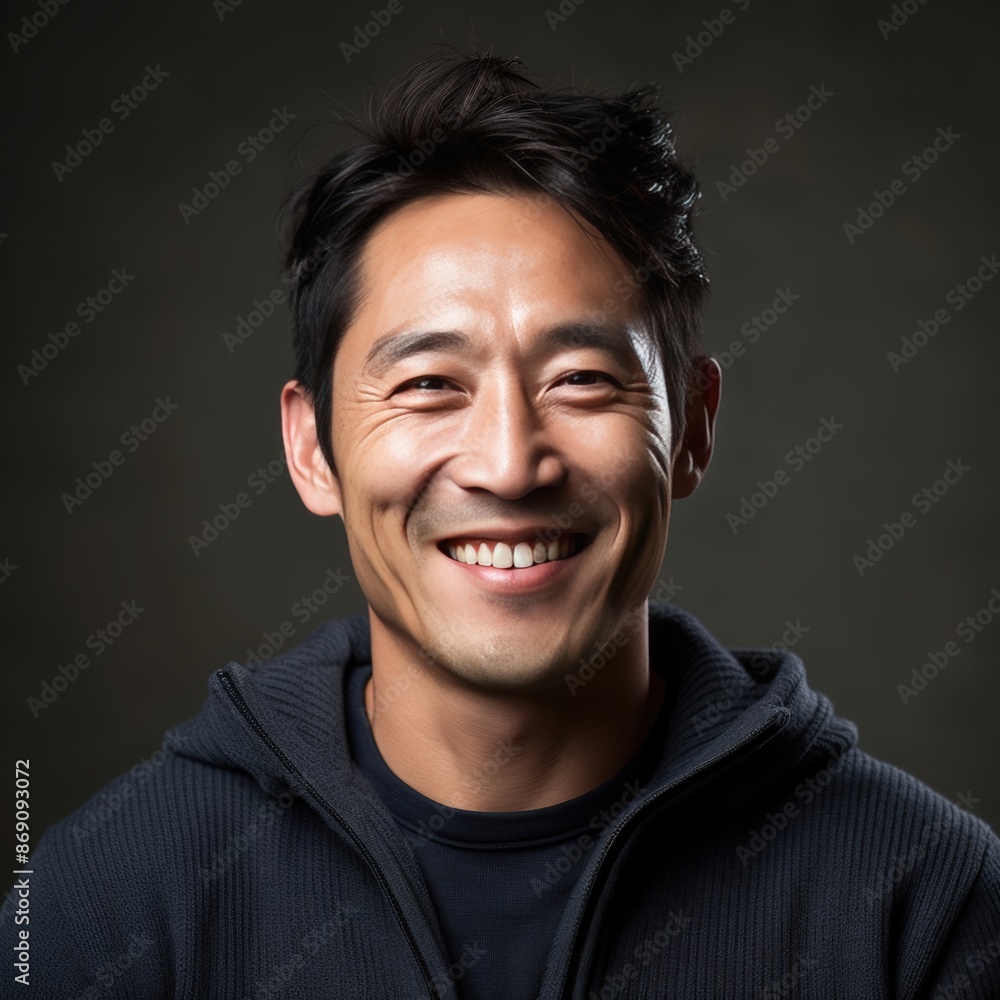 Fototapeta premium portrait photo of happy Korean male,40 years old,smile, gorgeous