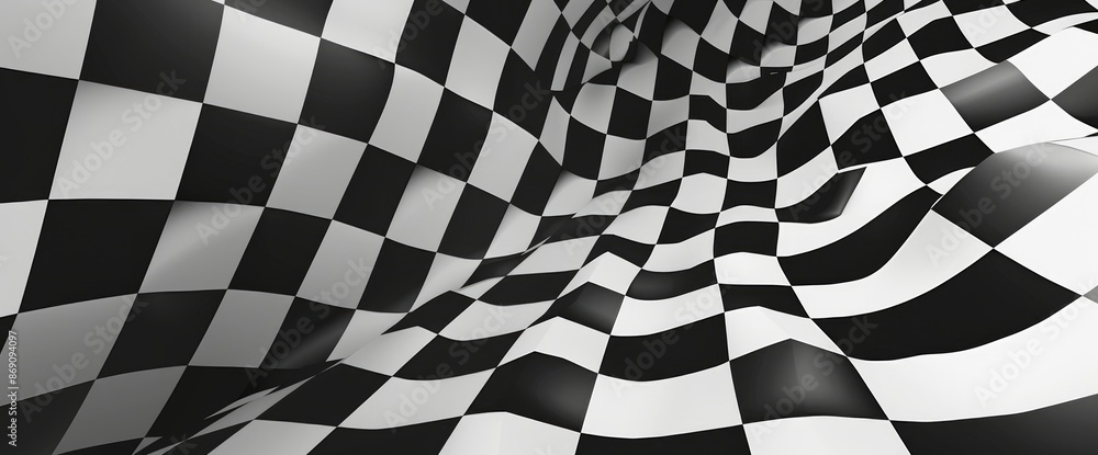 Obraz premium Monochromatic Geometric Pattern With Optical Illusion Effects , Wallpapers HD, Background
