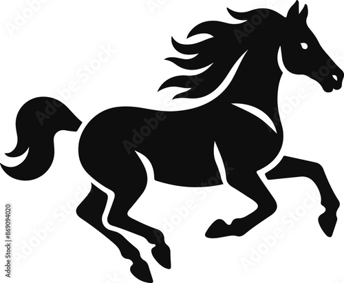 Running horse black silhouette. Vector illustration