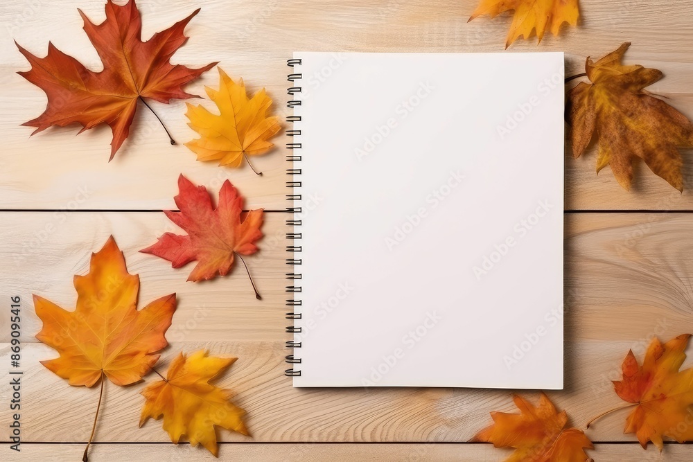 top view blank diary page , autumn decoration beside. rustic background Fall concept flat lay copy space. Empty copy space for text top view blank diary page , autumn decoration beside. rustic background Fall concept flat lay copy space. Empty copy space for text