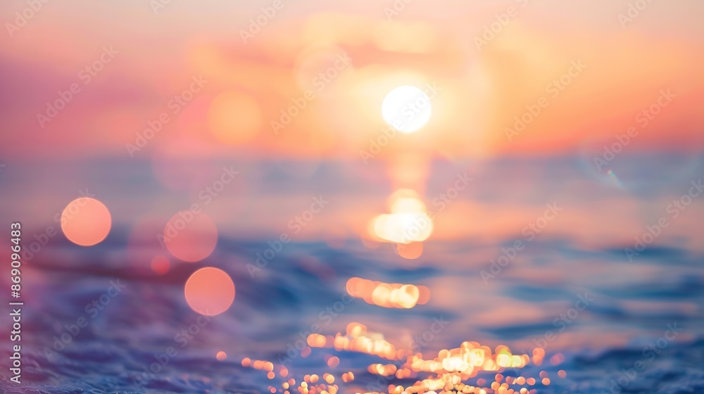 Abstract background of sunset colored bokeh at the shore : Generative AI Abstract background of sunset colored bokeh at the shore : Generative AI