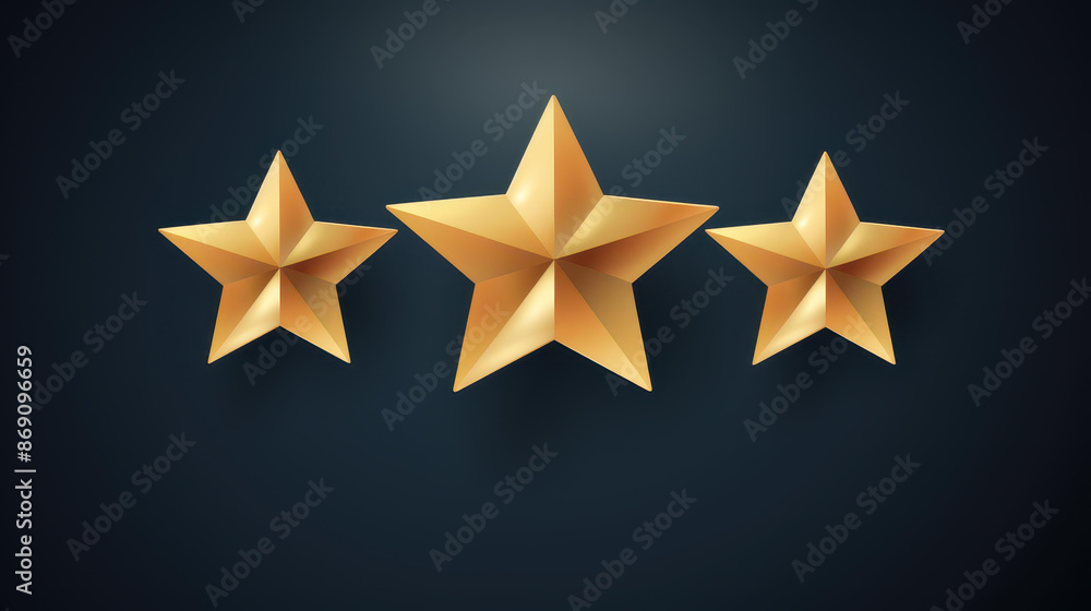 Obraz premium Five gold stars aligned on a dark blue background create a stunning visual effect.