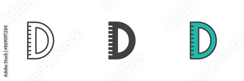 Protractor ruler different style icon set