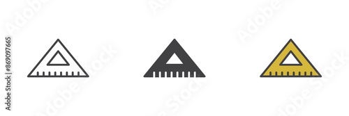 Triangle ruler different style icon set