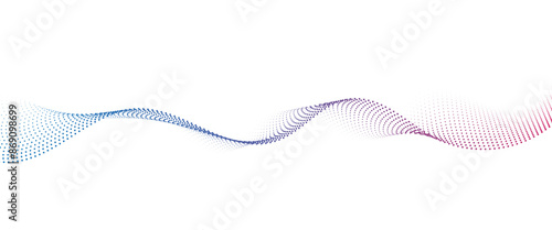 Flowing Dot Wave halftone gradient pattern on transparent background	