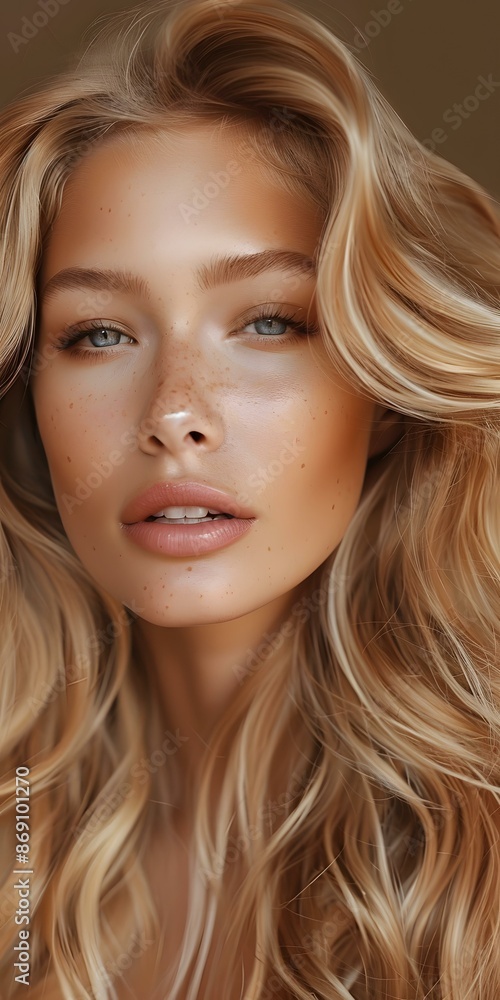 Portrait of a Blonde Woman with Freckles Portrait of a Blonde Woman with Freckles