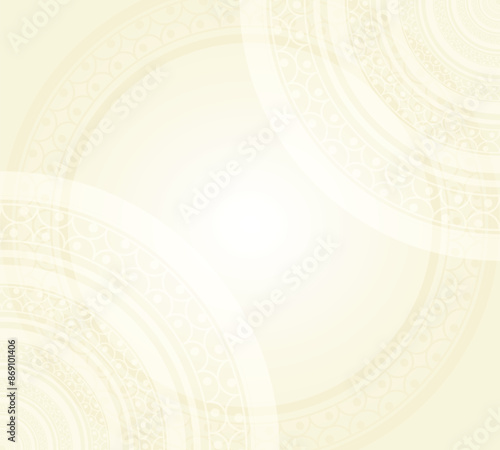 Light Yellow background with intricate circular patterns and a soft gradient, perfect for  sophistication to your designs. Ideal for Eid wishes, Ramadan invitations, cards, ads, posts. Editable.EPS 10