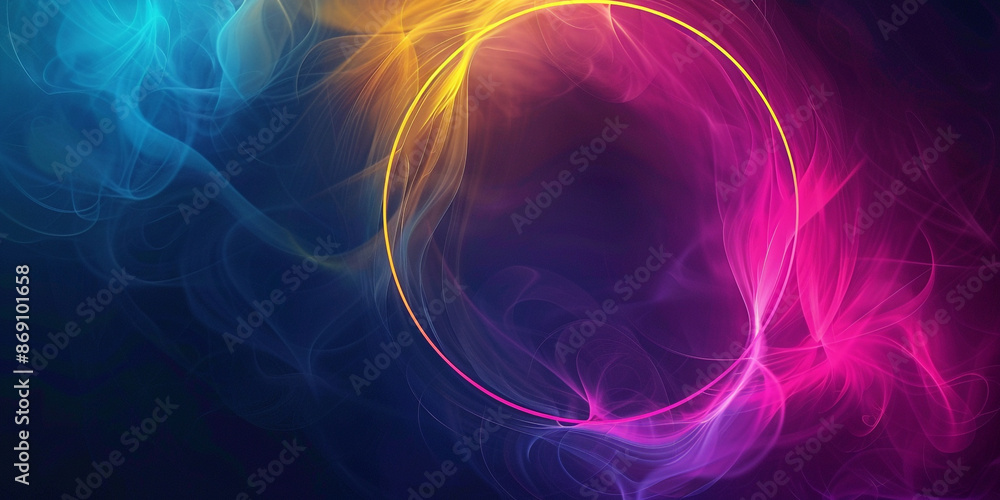 Abstract background with colorful neon shapes and curves, creating an atmosphere of futuristic design and energy Abstract background with colorful neon shapes and curves, creating an atmosphere of futuristic design and energy