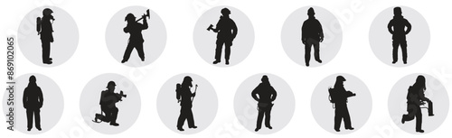 fire fighters silhouette